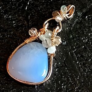 Blue Chalcedony Pendant Sterling Silver New Artisan